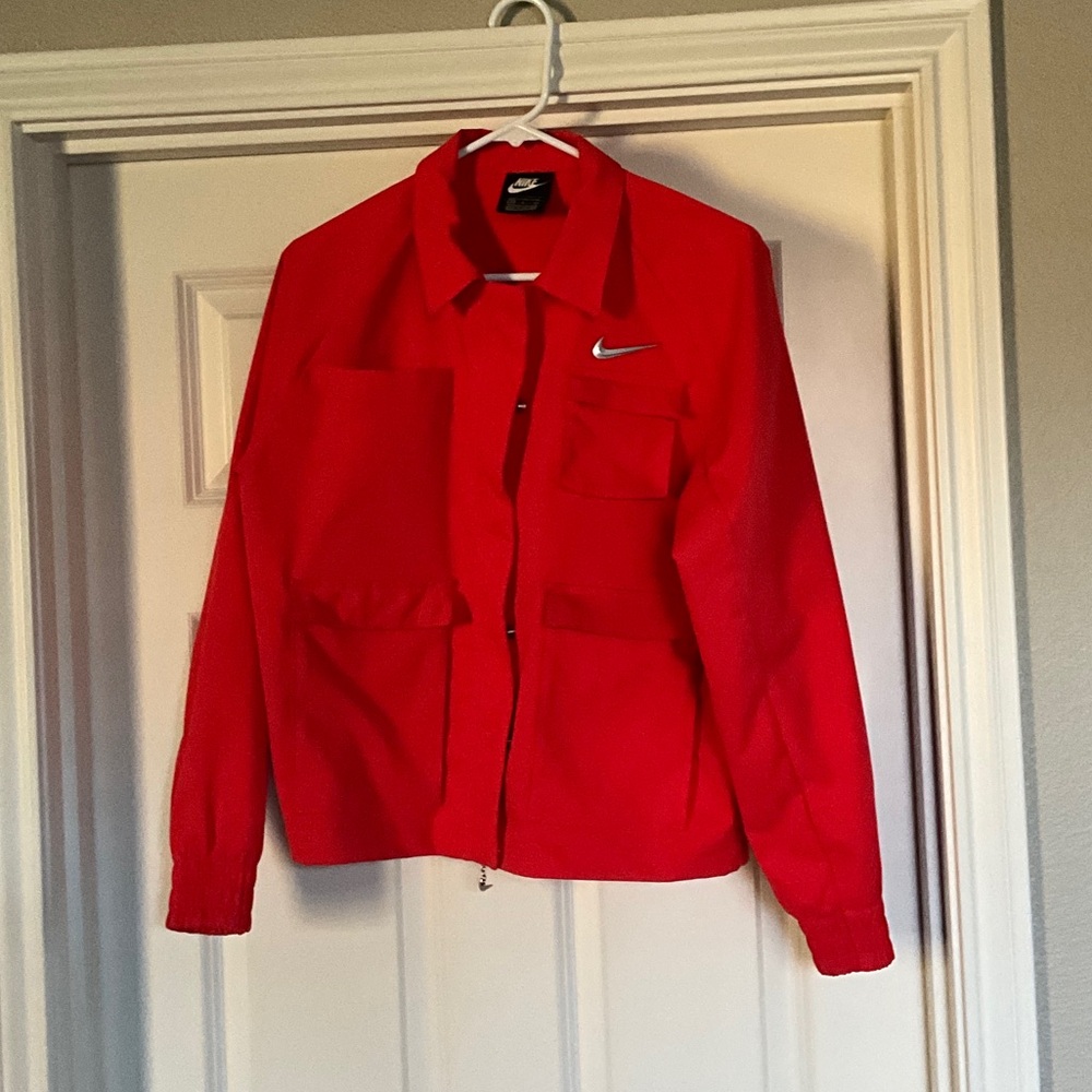 Nike Women's Red Utility Jacket with Swoosh